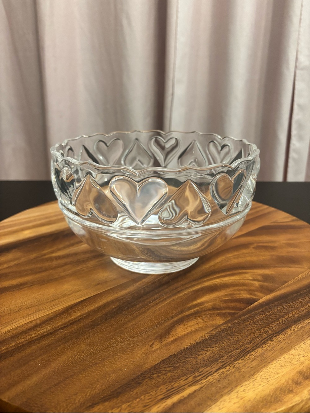 Tiffany & Co. Vintage Crystal Heart Bowl Large 8"